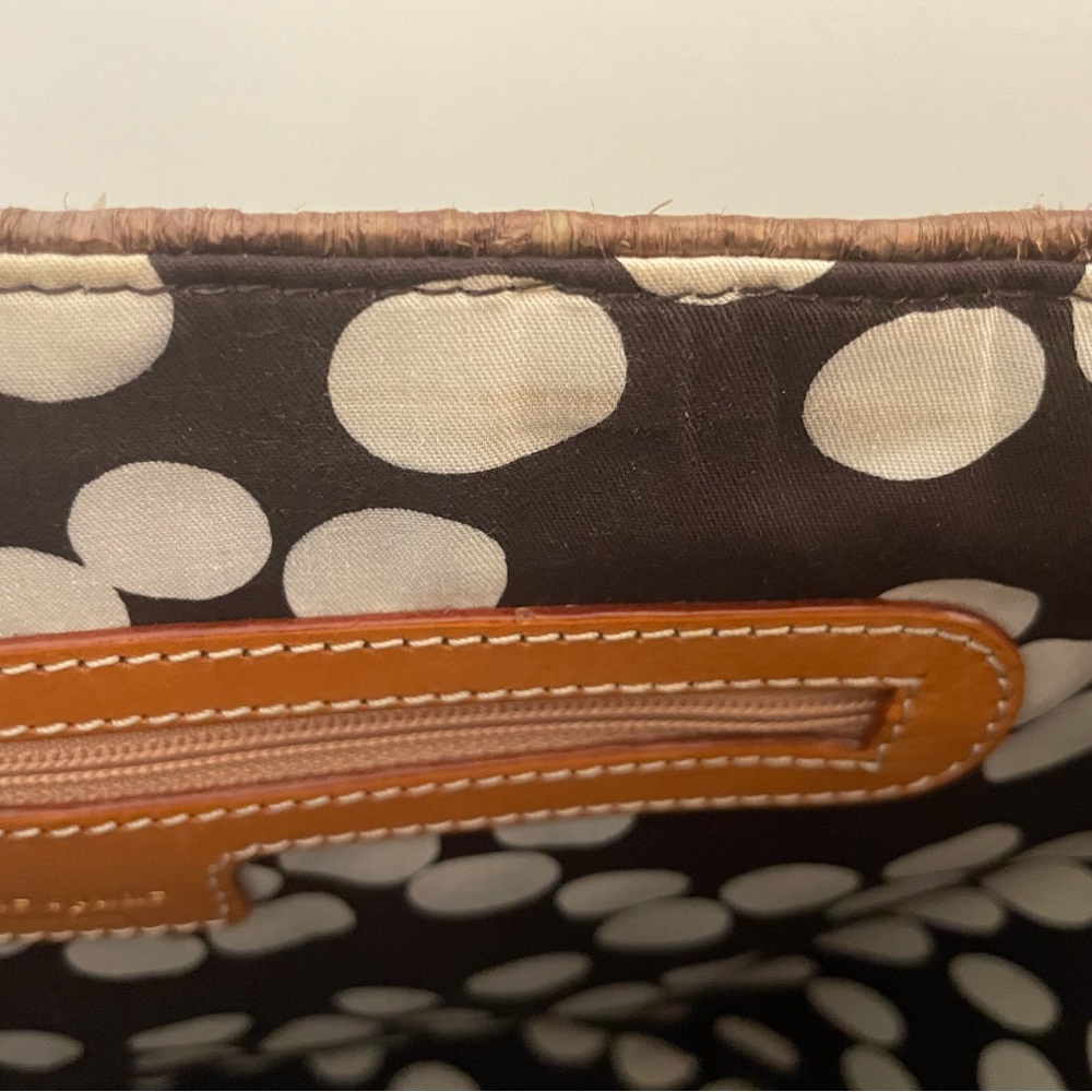 KATE SPADE Top Handle Raffia Flowers/Polka Dot, Dust Bag EUC 🤎🩷🩵 ✨HOST PICK✨ - Picture 14 of 16